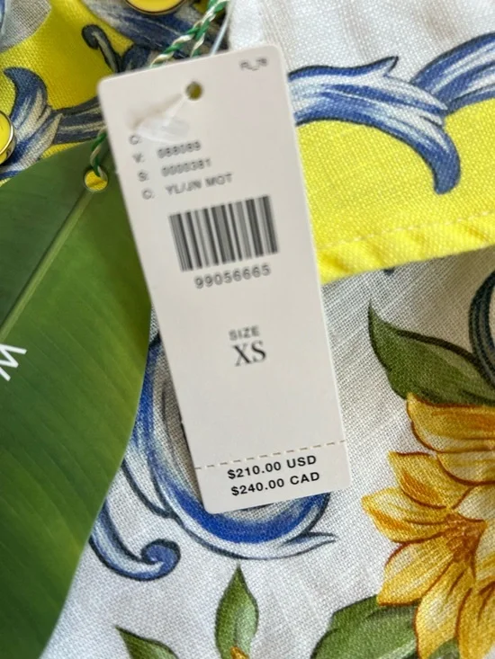 FARM Rio Yellow and Blue Printed Linen Top - Picture 3 of 8